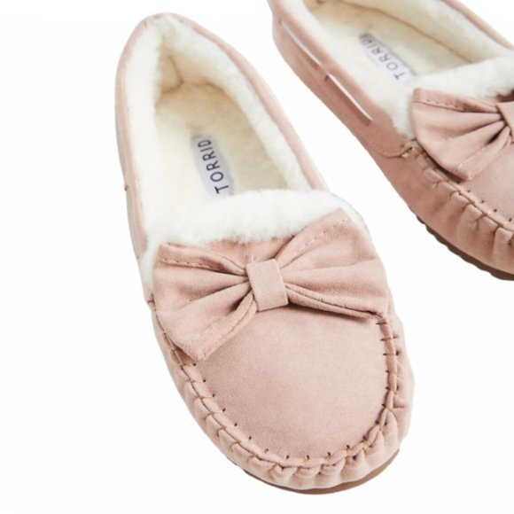 NWT TORRID WW Bow Slipper - Faux Suede Blush - Picture 2 of 7